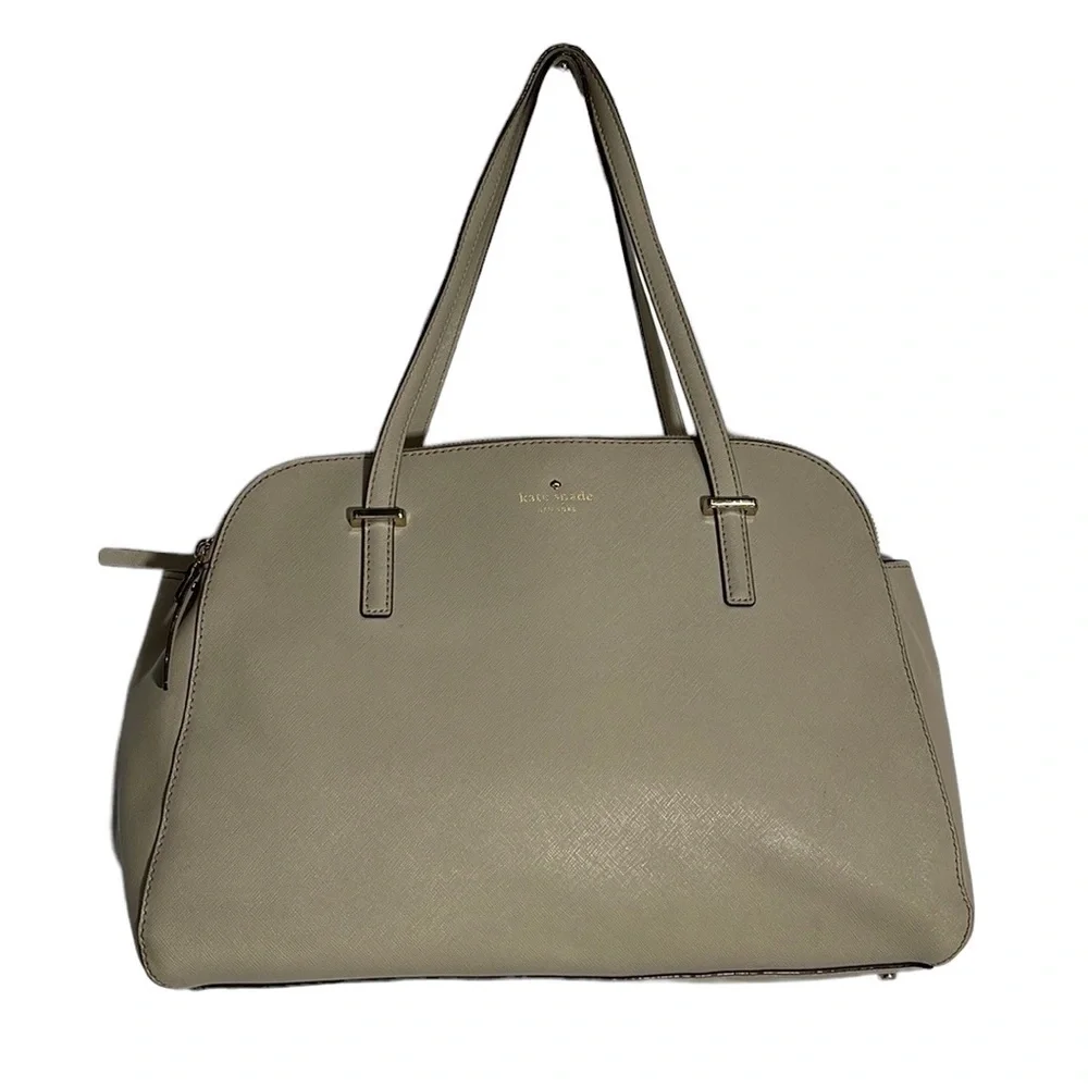 Kate Spade Leather Handbag Color Gray/Taupe - Picture 1 of 16